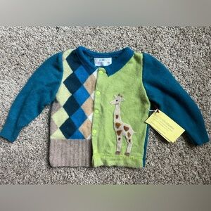 Handmade Kids 3T Cashmere Colorful Giraffe Sweater Cardigan